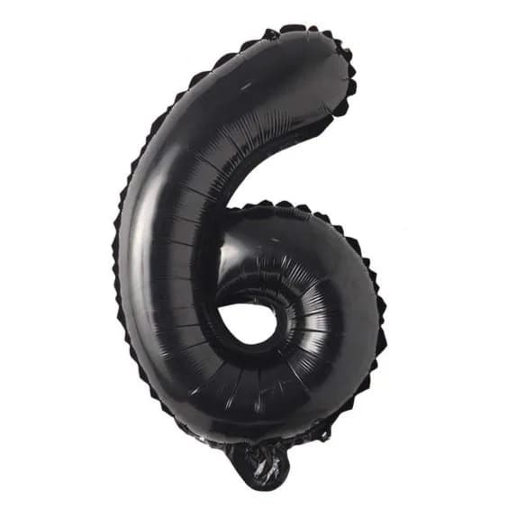 40 Inch Black Number 6 Balloon With Helium