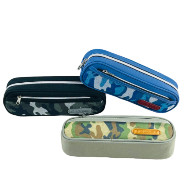 Double Zipper Military Print Zipper Pencil Case - 1Pieces Set (PCQL40)