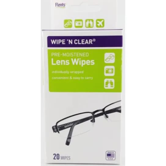 FLENTS WIPE N CLEAR LENS WIPES 20'S