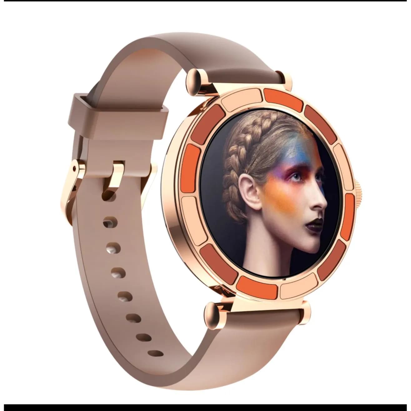 Xcell Smart Watch Gold Frame - Brown Silicon Strap