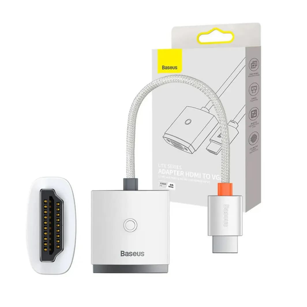 Baseus Lite Series HDMI to VGA Adapter with Audio White