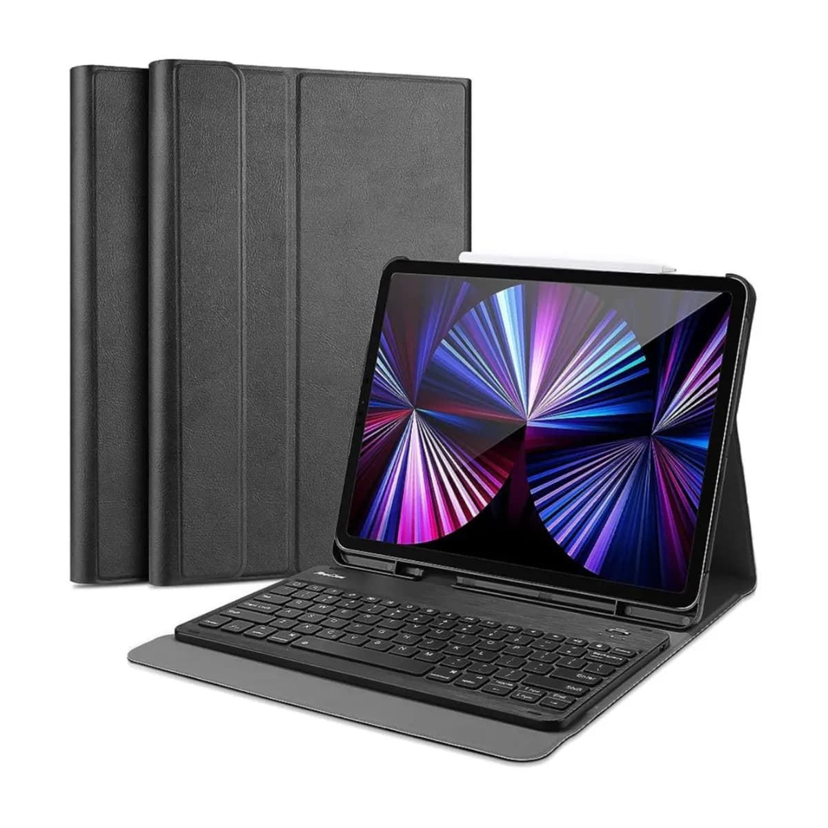 Green Lion Premium Leather Case for iPad With EN & AR Wireless Keyboard - Black