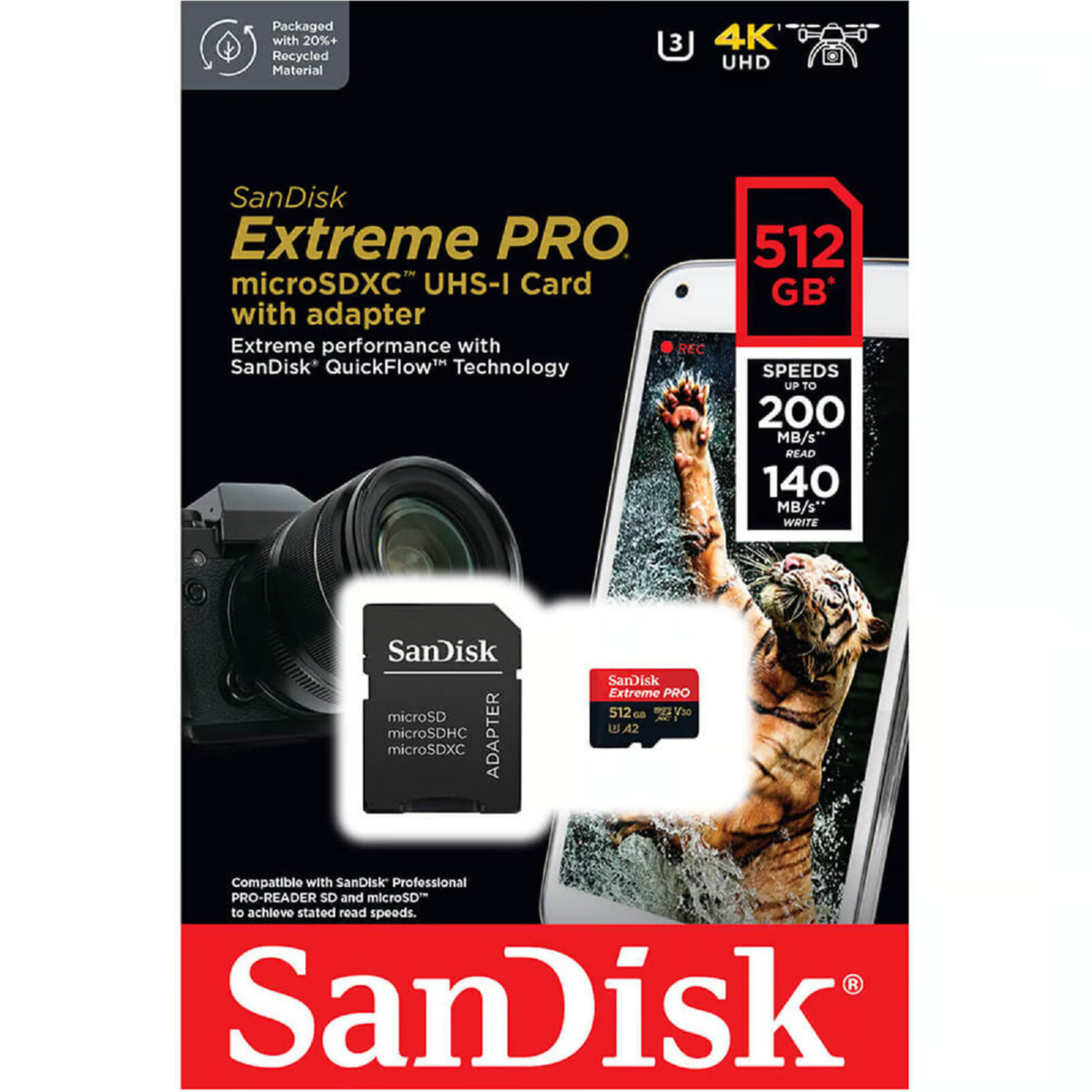 SanDisk Extreme PRO microSD SDSQXCD 512GB MEMMORY CARD 