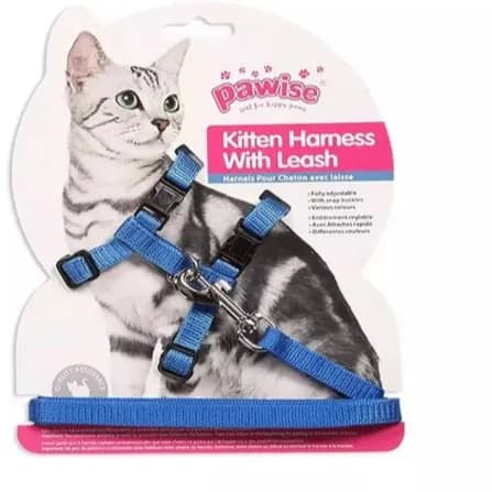 PAWISE KITTEN HARNESS (19-32/27-47CM) W/1.2 LEASH- M (Blue)