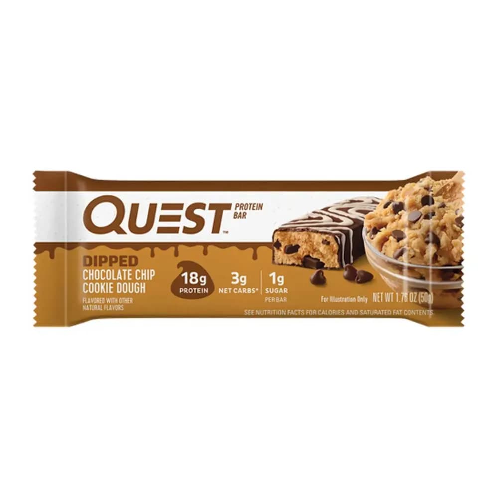 Quest Nutrition Protein Bar Dipped Chocolate Chip Cookie Dough Flavored 50gm Per Unit