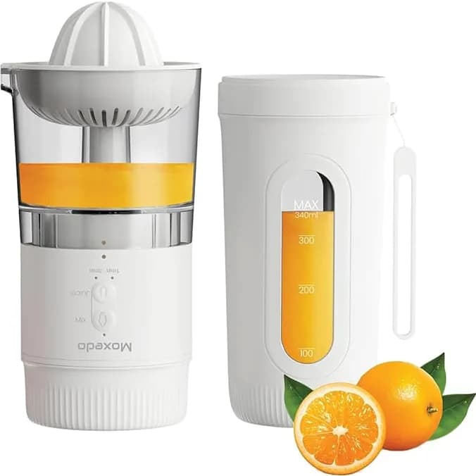 Moxedo 3 in 1 Portable Juicer Blender USB Rechargeable 4 Stainless Steel Blades BPA Free Material Mini Blender Smoothie Maker Lemon Orange Juicer