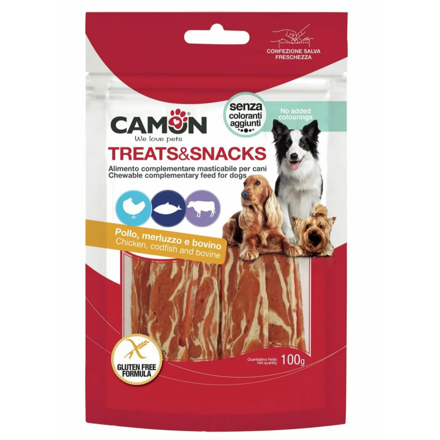 Chew Stripes With Chicken, Cod And Rawhide (100G)