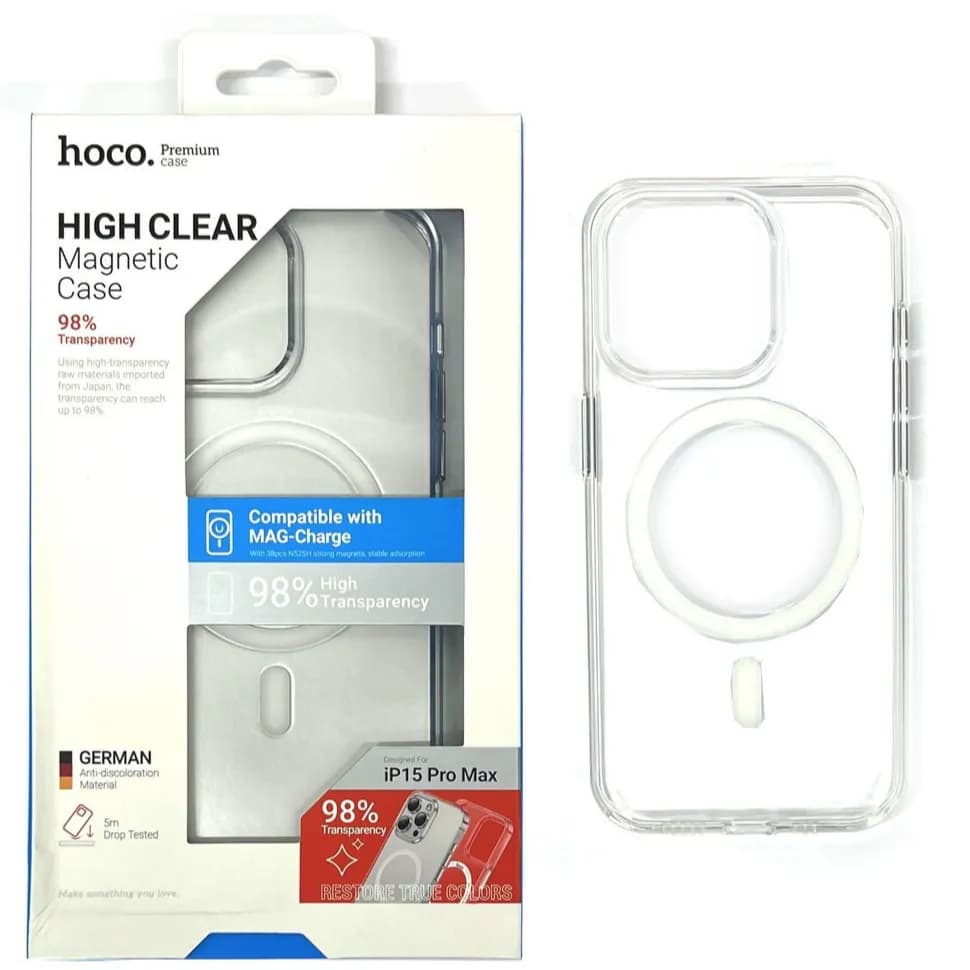 hoco transparent magnetic premium case 15 pro max