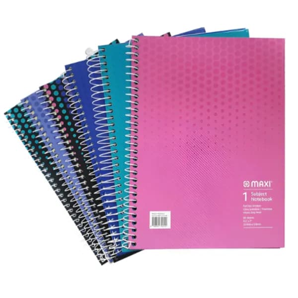 Maxi Spiral Hard Cover 1 Subject Notebook-80 Sheet-Assorted (NBMI71)