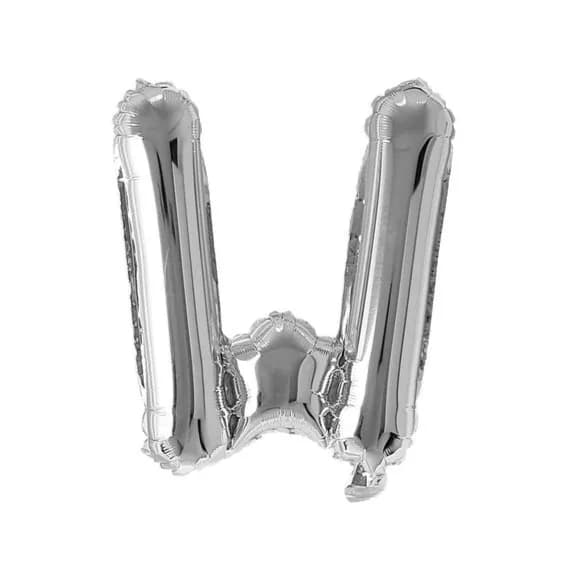 40 Inch Silver Letter W Balloon With Helium