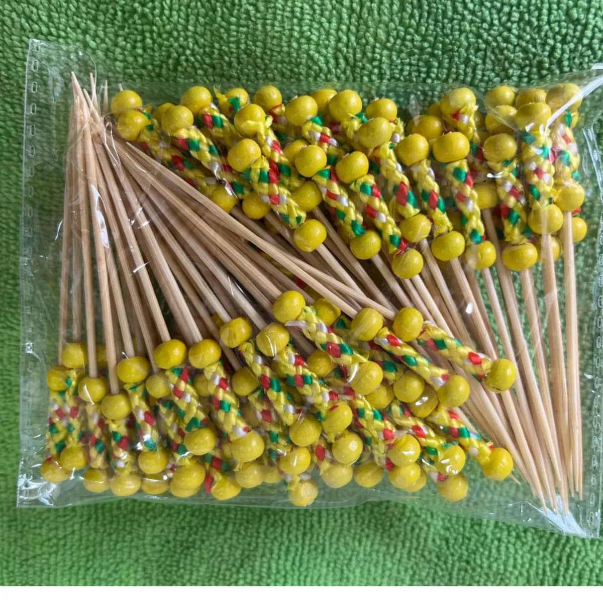 Bamboo Skewer Pick Yellow Braid - 9cm