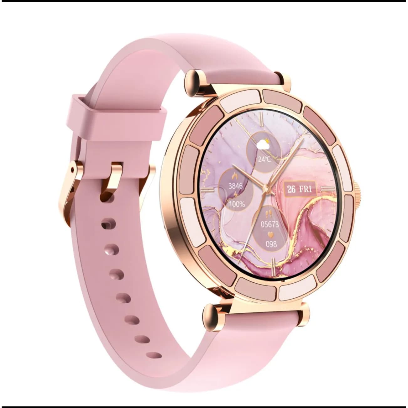 Xcell Smart Watch Gold Frame - Pink Silicon Strap