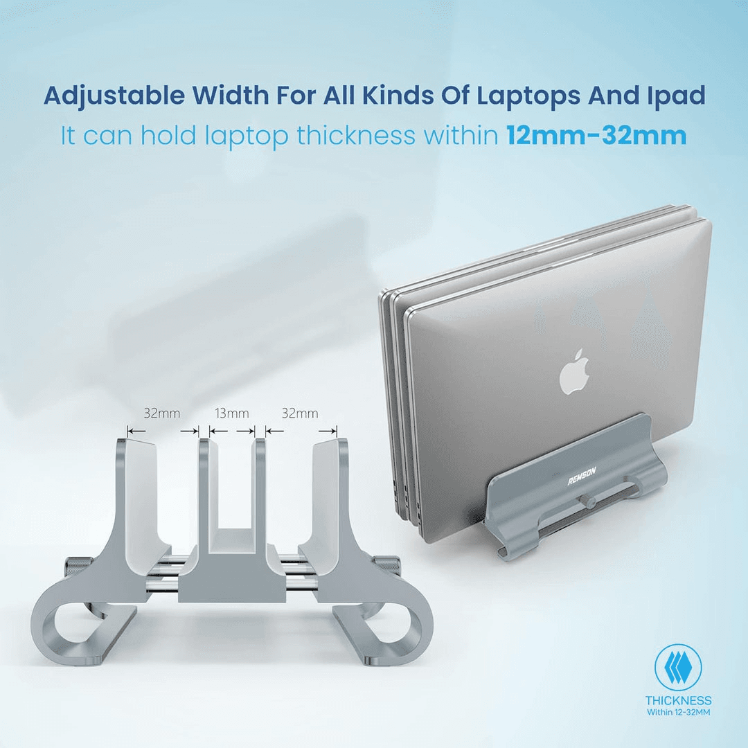 استاند للايباد والماكRemson Vertical Laptop Stand for Desk, 3 Slots Tablet Stand Holder, Aluminum Alloy