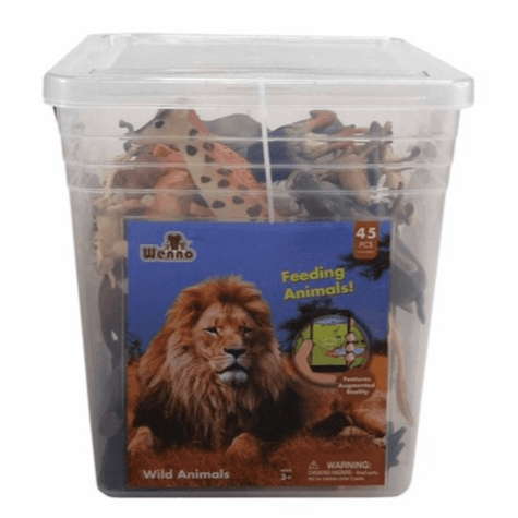 Wenno - Jungle Animal Playset in Square Bucket - 45 Pieces