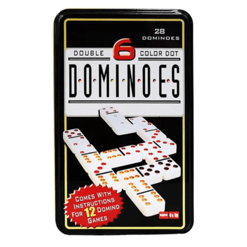 Double Six Color Dot 28 Classic Dominoes Game Set Tin Box