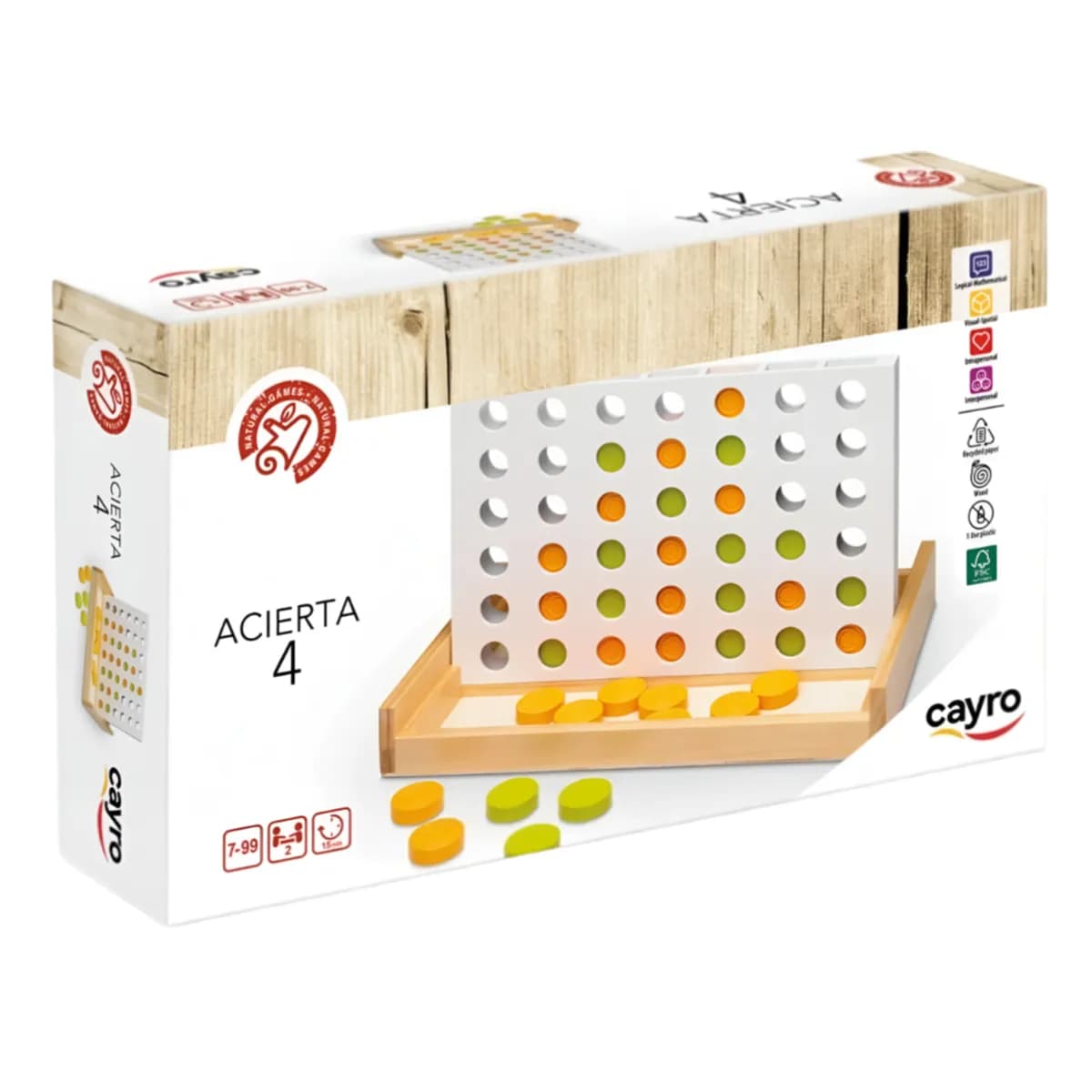 Cayro Four in a Row Wood Board Game - (GSYW168)