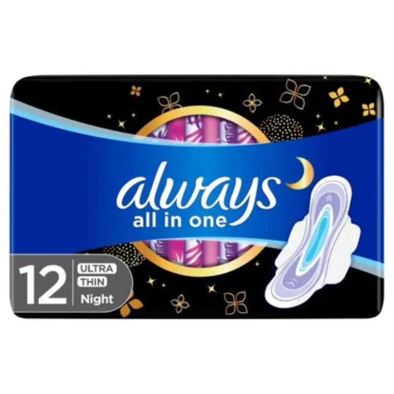 Always All In One Ultra Thin Xl Night Pads 12s