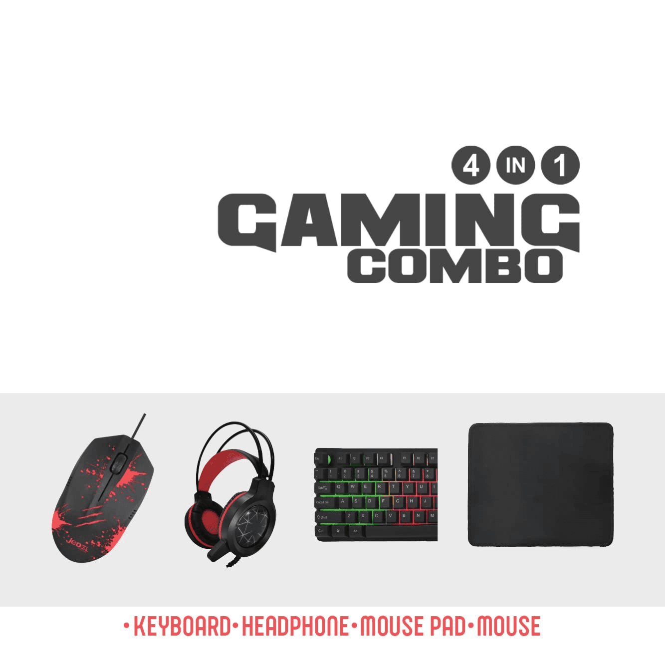 UDOTZ 4 in 1 Gaming Combo, CP-01 Gaming Series Equipment, Computer Gaming Accessories Keyboard | Mouse | Mouse Pad | Headphone All in One