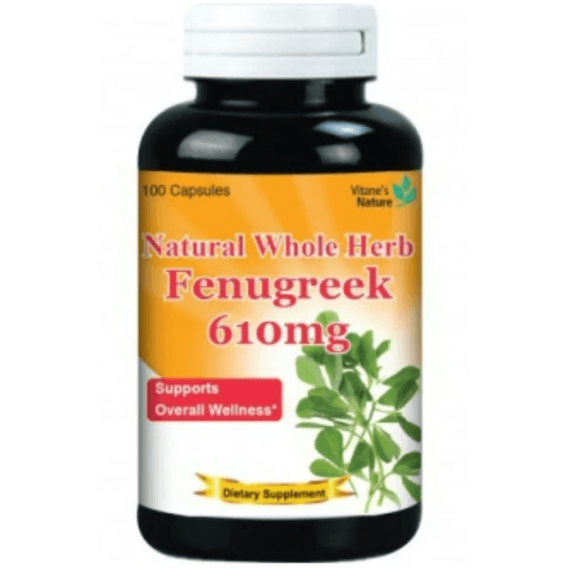 Vitanes Nature Whole Herb 610mg Fenugreek Dietary Supplements   Preservatives Free Sugar Free 100 Capsules