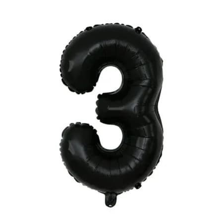 40 Inch Black Number 3 Balloon With Helium