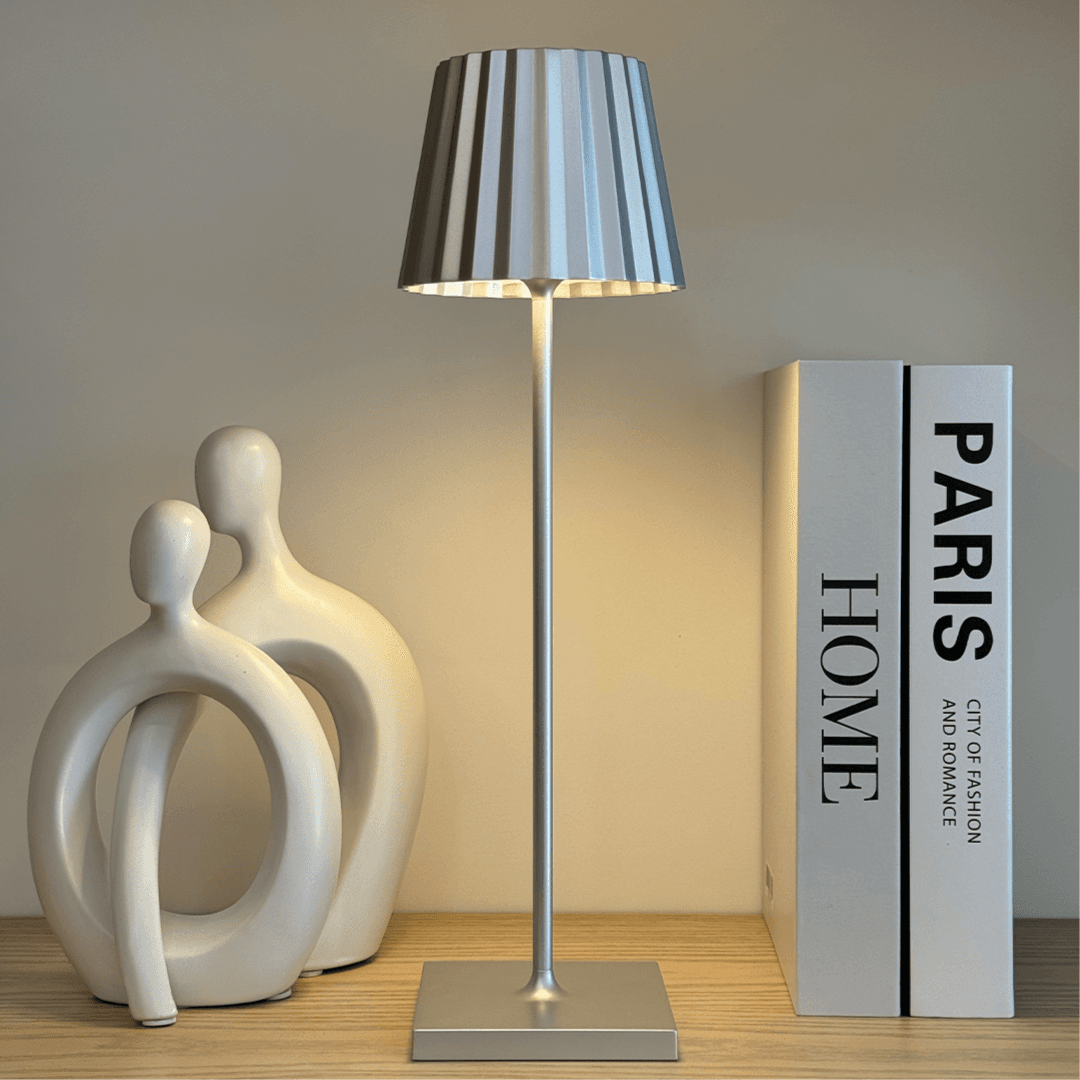 Plisse Luxurious Cordless Table Lamp - Silver