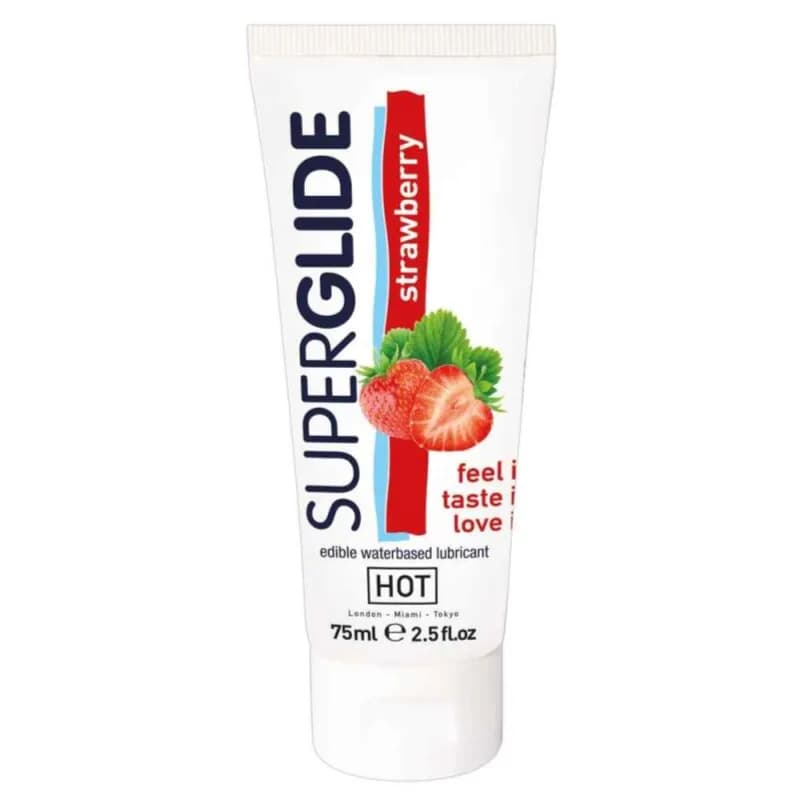 SUPERGLIDE  EDIBLE WATERBASED LUBRICANT STRAWBERRY 75ML