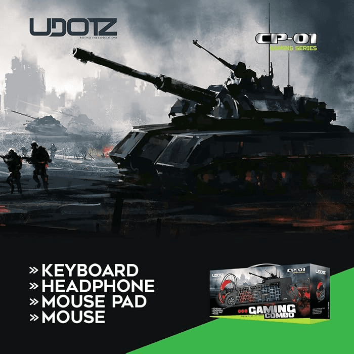 UDOTZ 4 in 1 Gaming Combo, CP-01 Gaming Series Equipment, Computer Gaming Accessories Keyboard | Mouse | Mouse Pad | Headphone All in One