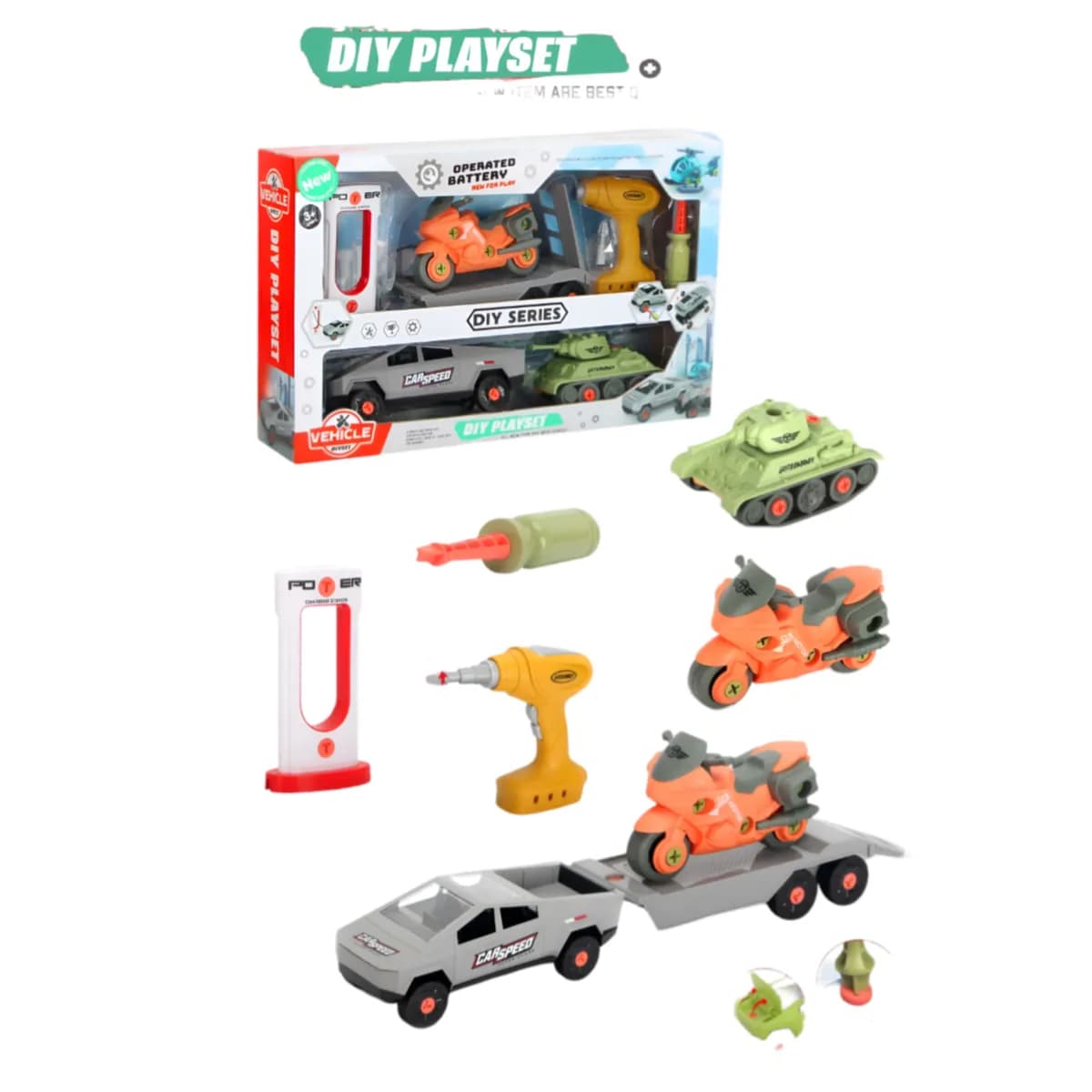 BATTERY OPERATED DIY VEHICLE PLAY SET FOR KIDS - BUILDING KIT - (PSQL45)
