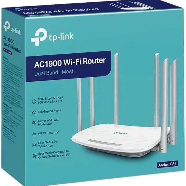 TP Link Archer C86 AC1900 Wireless MU-MIMO Wi-Fi Router, Dual-Band, 2.4GHz (600Mbps) & 5GHz (1300Mbps)