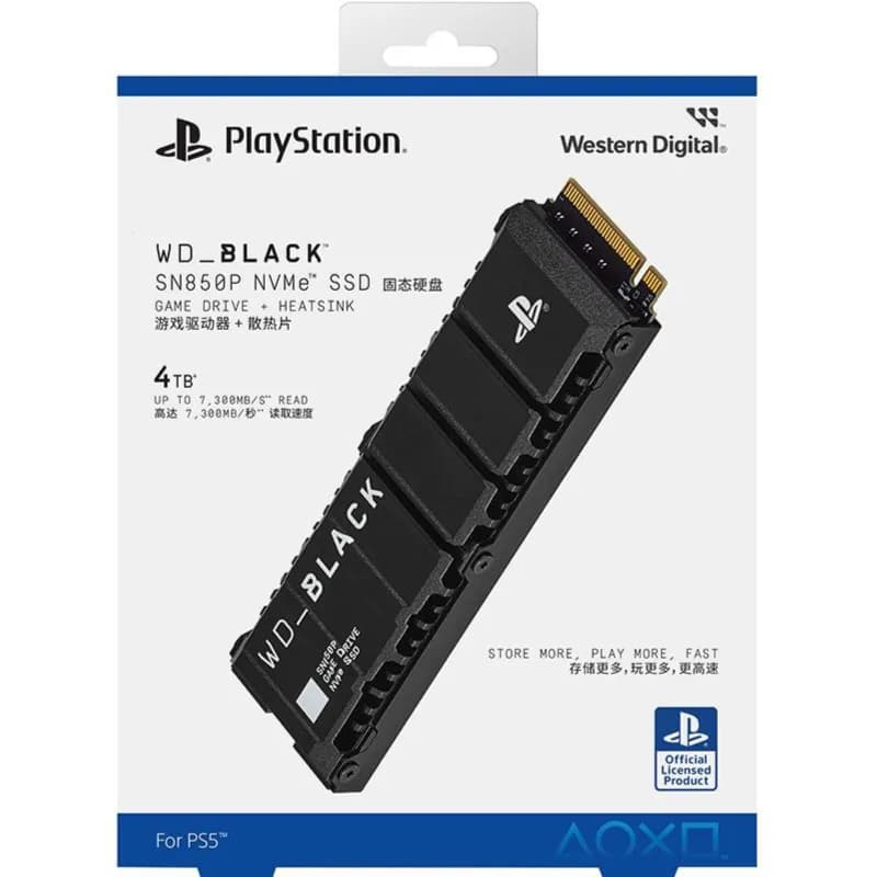 WD_BLACK 4TB SN850P NVMe M.2 SSD Officially Licensed Storage Expansion for PS5 Consoles, up to 7,300MB/s, with heatsink 