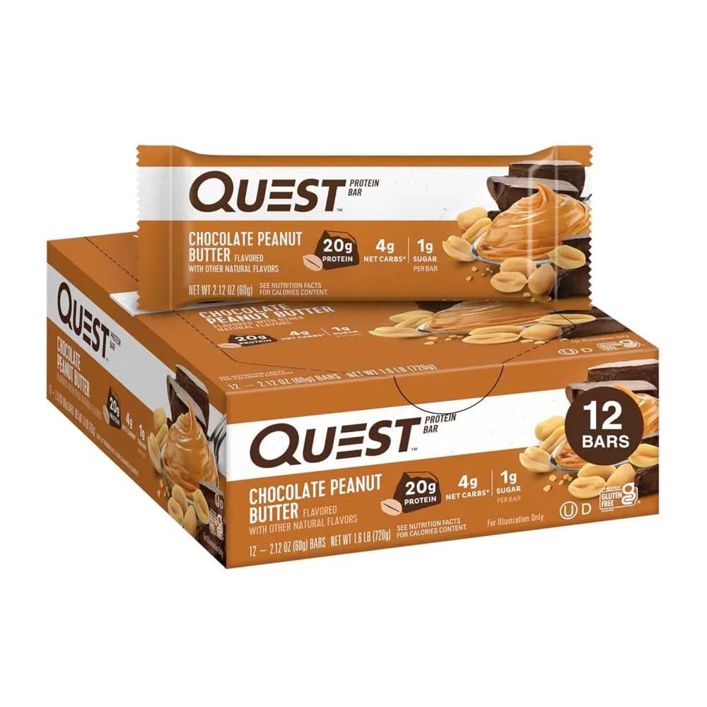 Quest Nutrition Protein Bar Chocolate Peanut Butter Flavored 60gm 12 Unit x 1 Box