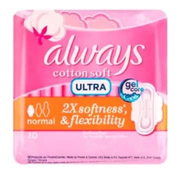 ALWAYS COTTON SOFT ULTRA THIN  PADS 10 S