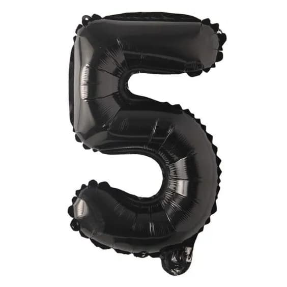 40 Inch Black Number 5 Balloon With Helium