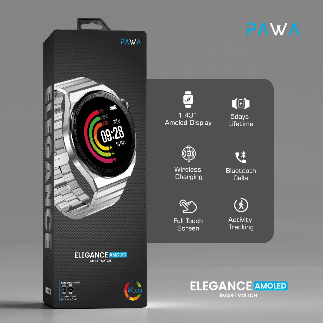 ساعه Pawa Elegance Amoled Smart Watch - Silver