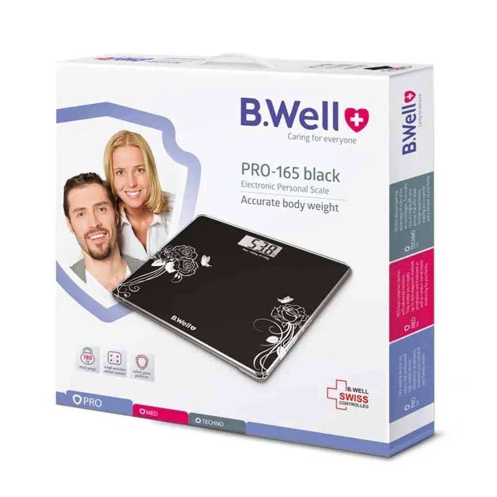 bwell PRO 165 black electronic bathroom scale 