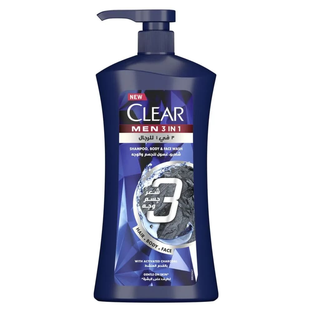 Clear Men 3In 1 Activ Charcoal Shampoo 900Ml