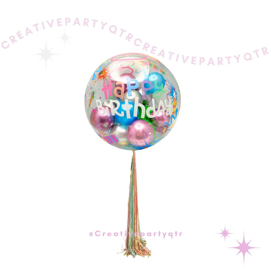 Large transparent balloon with helium 
