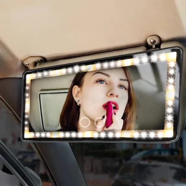 Car Rechargeable Cosmetic Mirror Visor Dimmable Light