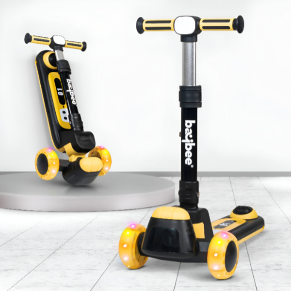 Baybee Height Adjustable 3 Wheel Kick Scooter for Kids-Yellow  (SRBY58)