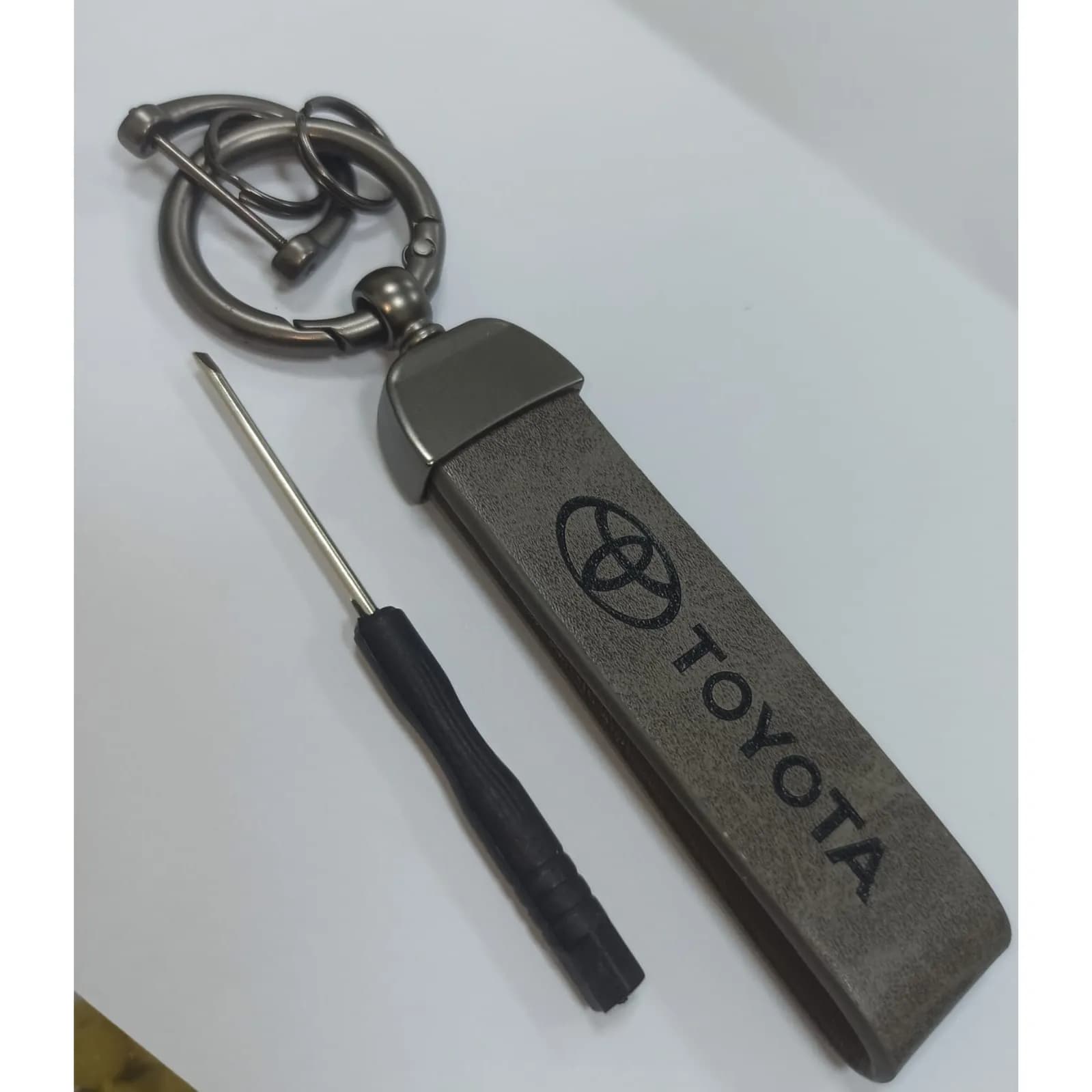 Leather keychain PRINTED TOYOTA LOGO GRAY