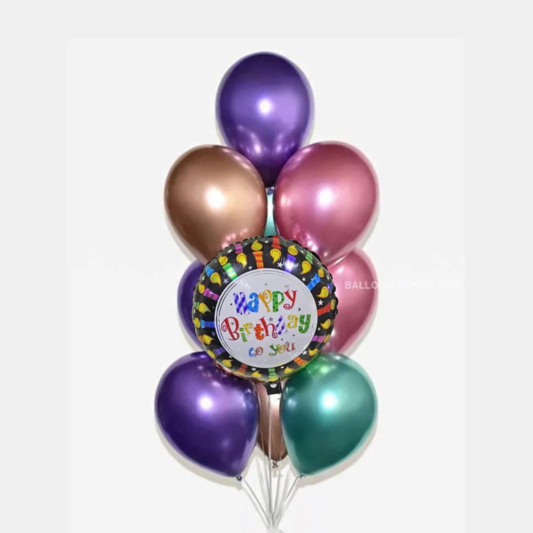 Mixed Colors Birthday Helium Bouquet 