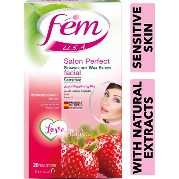 Fem Salon Facial Strawberry Wax Strips 20S