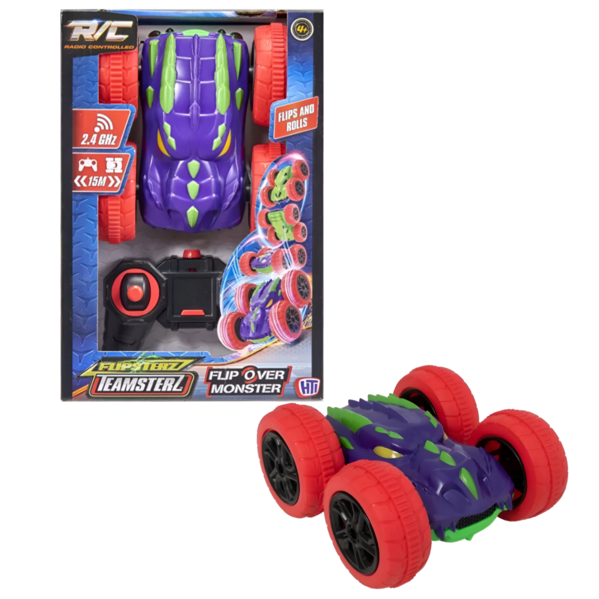 Teamsterz - Flipsterz Flip Over Monster Remote Control RC  Car For Kids - (RCLT82)