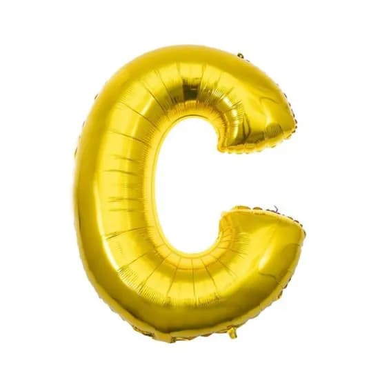 40 Inch Gold Letter C Balloon With Helium