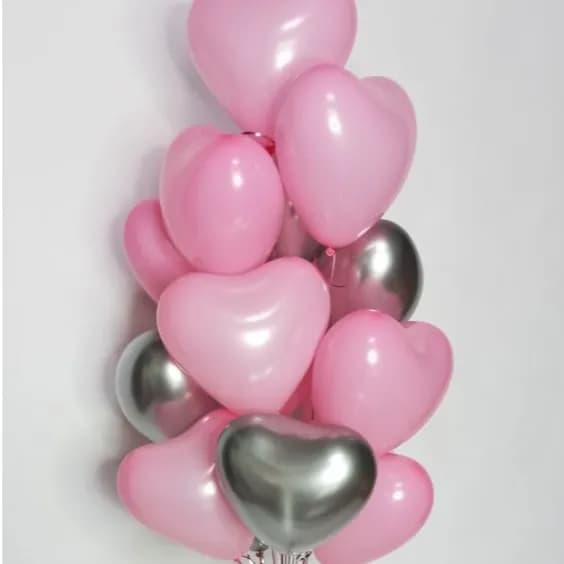 Pink And Silver Heart Bunch