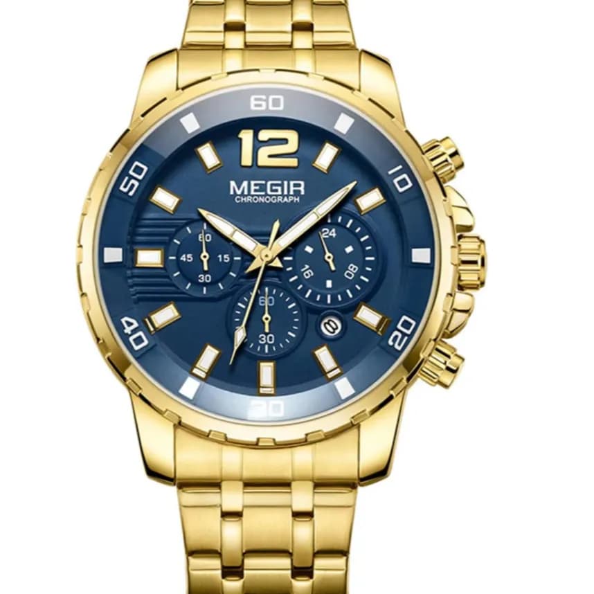 Megir Mens Gold Stainless Steel Quartz Watch S2545960
