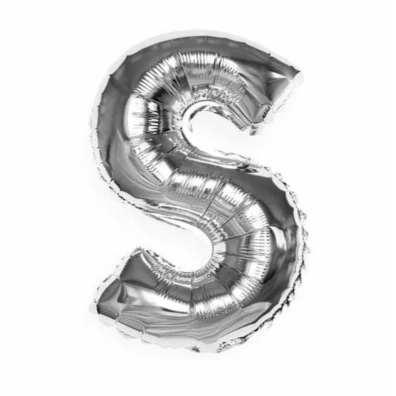 40 Inch Silver Letter S Balloon With Helium