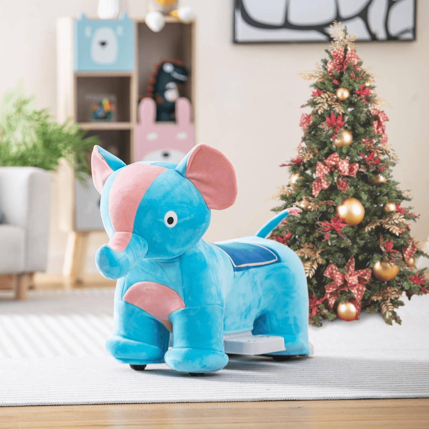 6Volt Rechargeable Elephant Plush Kids Ride-on with Music Function