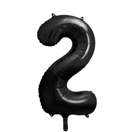 40 Inch Black Number 2 Balloon With Helium