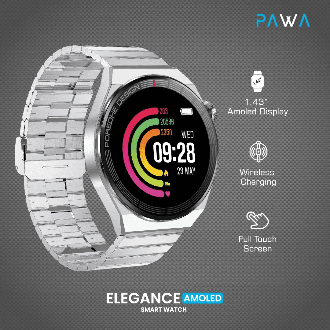ساعه Pawa Elegance Amoled Smart Watch - Silver